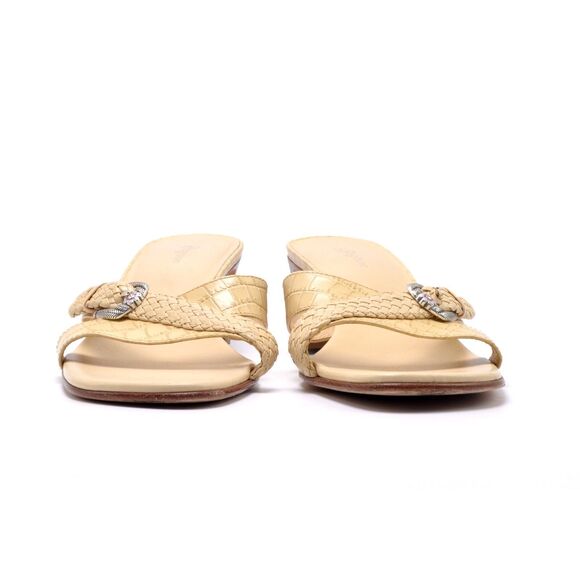 BRIGHTON Tatum Women 9M Leather Square Toe Slide Shoe Buckle Rhinestone Detail - Picture 7 of 11